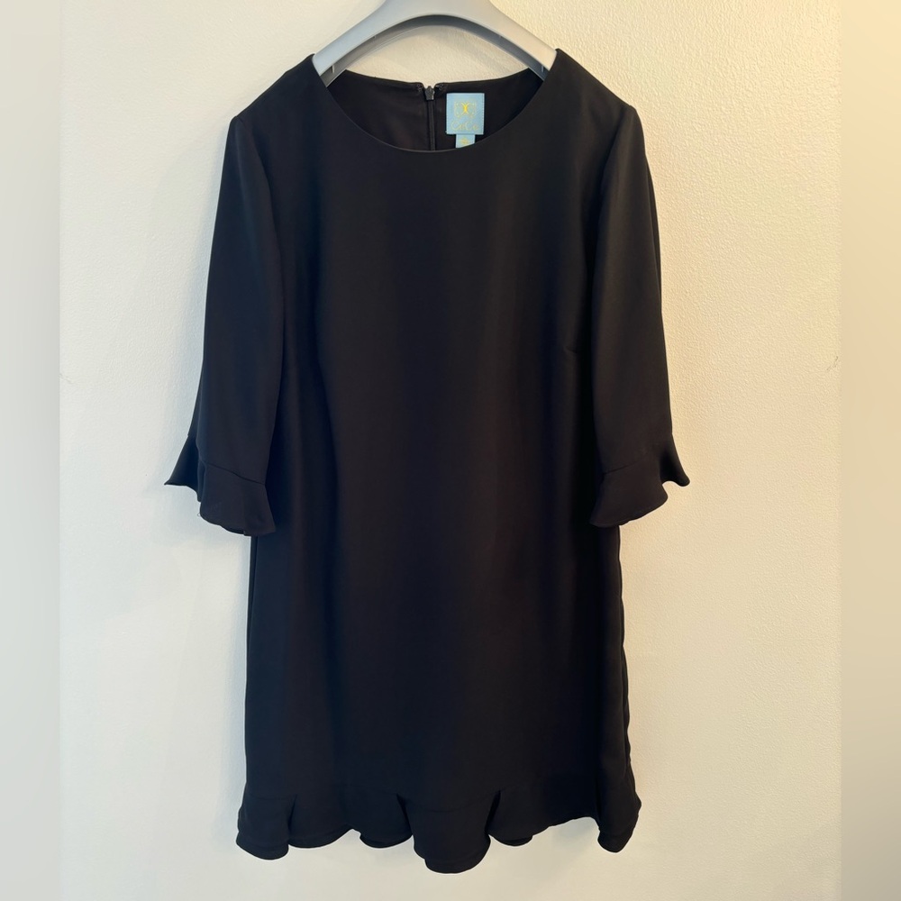 CeCe Black Dress Womens Flutter 3/4 Sleeve Lined Classic Dress